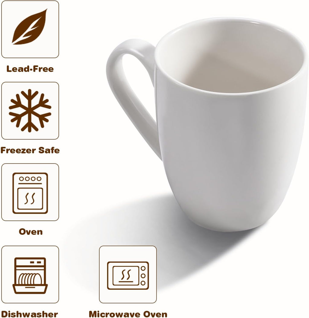 Large coffee mug, cup with handle, teacup, novelty coffee mug, creative men's and women's office gift, white, 16 oz.