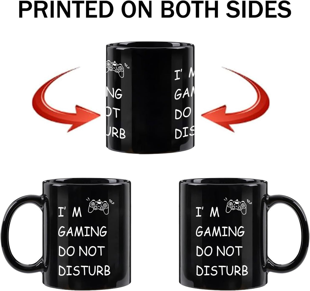 Gaming Mug - "I'm Gaming Do Not Disturb" - Gift for Gamers, Gaming Gifts, Christmas and Birthday Gifts for Gamers, Teen Boys, 11 oz - Black