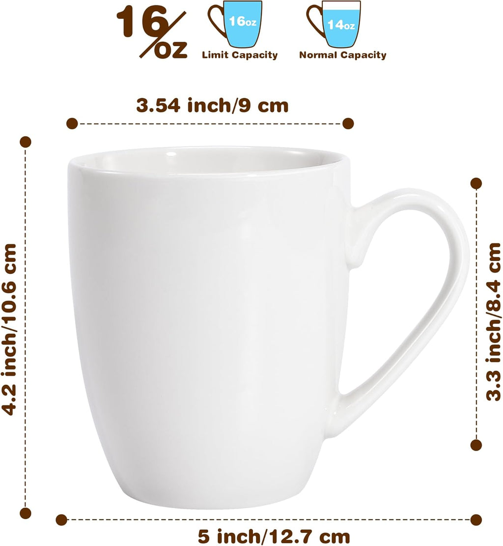 Large coffee mug, cup with handle, teacup, novelty coffee mug, creative men's and women's office gift, white, 16 oz.