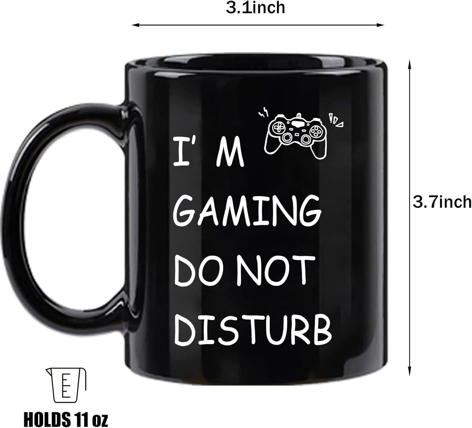 Gaming Mug - "I'm Gaming Do Not Disturb" - Gift for Gamers, Gaming Gifts, Christmas and Birthday Gifts for Gamers, Teen Boys, 11 oz - Black