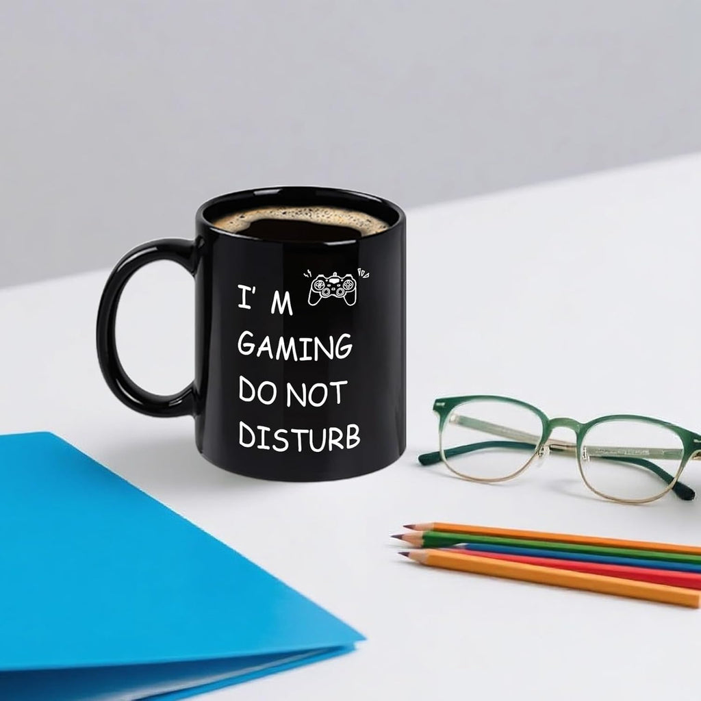Gaming Mug - "I'm Gaming Do Not Disturb" - Gift for Gamers, Gaming Gifts, Christmas and Birthday Gifts for Gamers, Teen Boys, 11 oz - Black