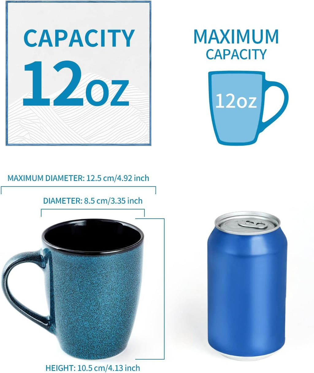 12 oz (approx. 340.2 g) ceramic mug, large size, suitable for men, women, parents, and more. Modern coffee mug with handle, perfect for tea, latte, cappuccino, and cocoa. (Blue, 1 piece)