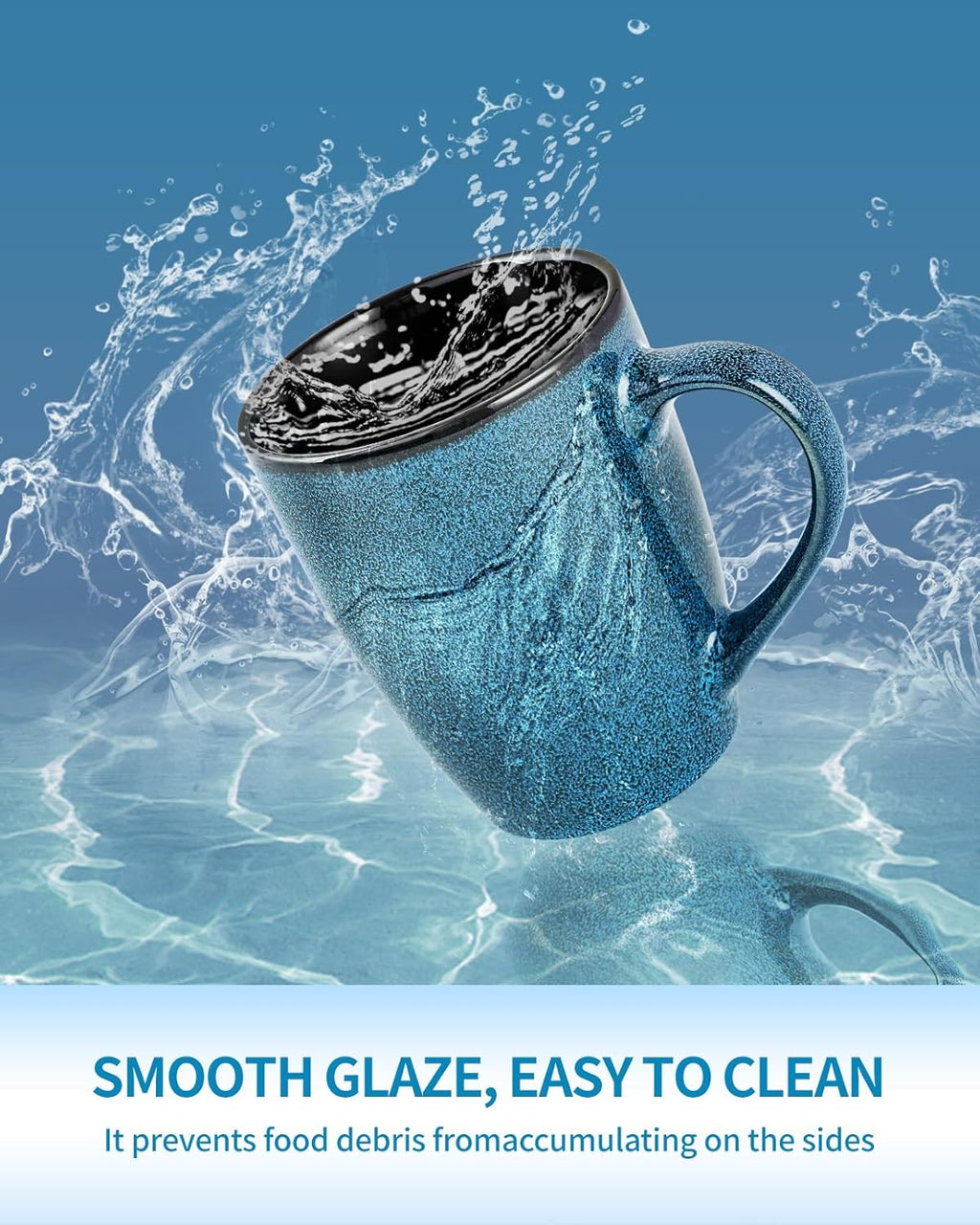 12 oz (approx. 340.2 g) ceramic mug, large size, suitable for men, women, parents, and more. Modern coffee mug with handle, perfect for tea, latte, cappuccino, and cocoa. (Blue, 1 piece)