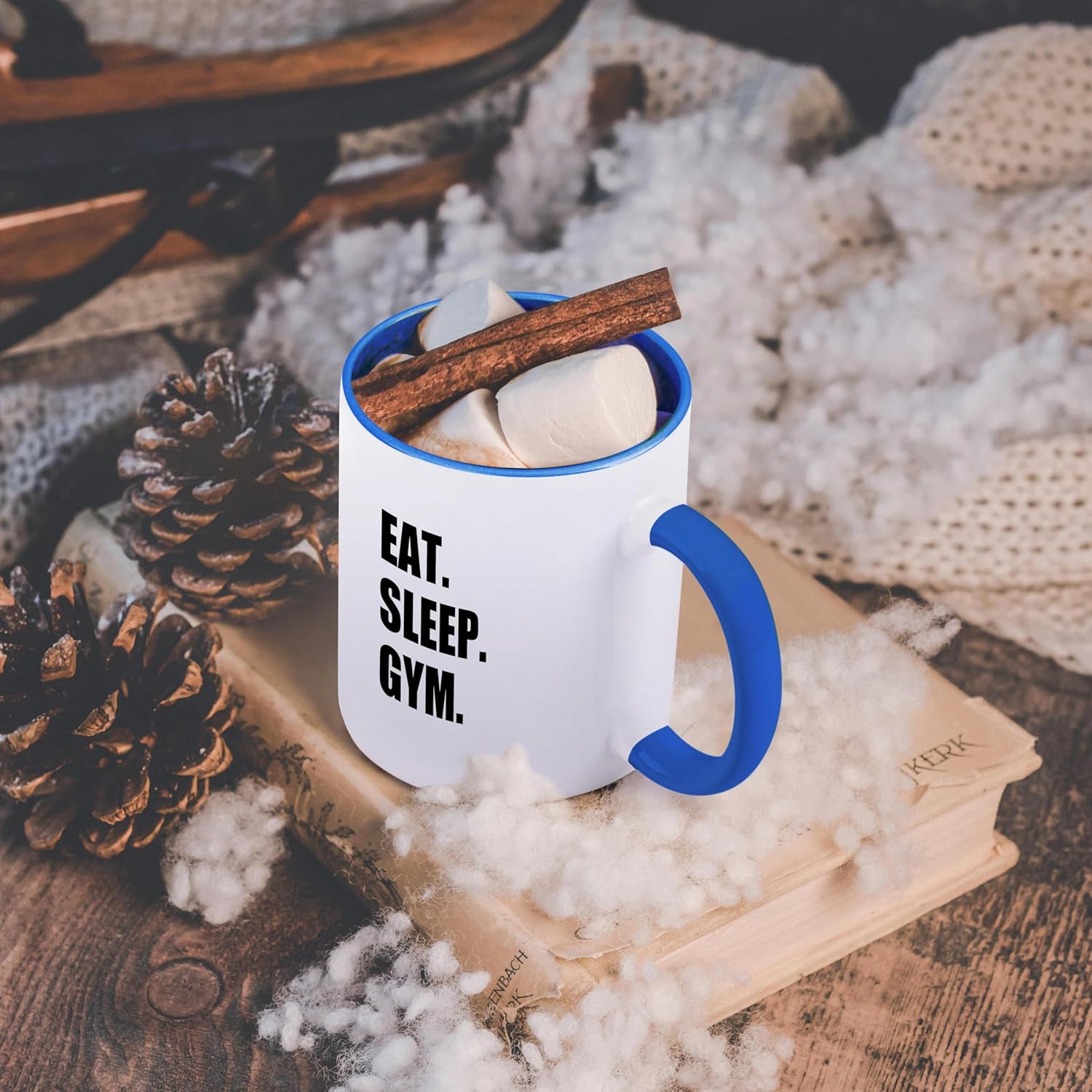 Eat Sleep Gym Two-Tone Mug, Blue, 325ml